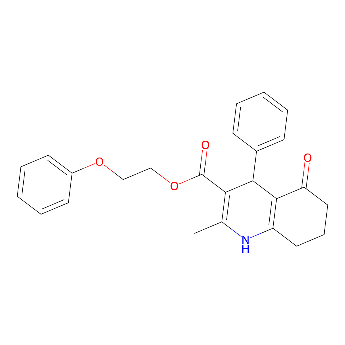 2-Phenoxyethyl 2-methyl-5-oxo-4-phenyl-1,4,5,6,7,8-hexahydroquinoline-3-carboxylate molecular structure, CAS 313244-71-2