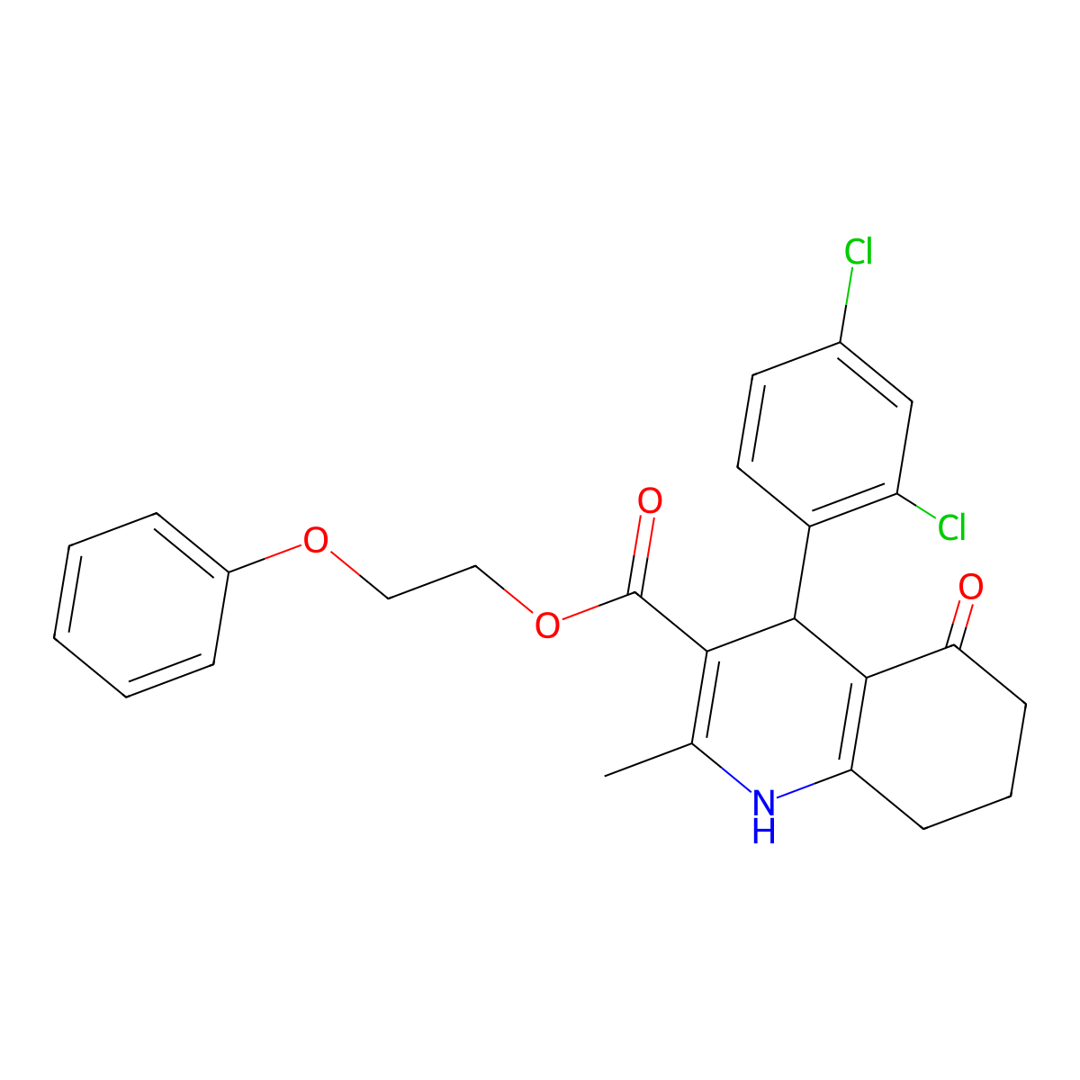 2-Phenoxyethyl 4-(2,4-dichlorophenyl)-2-methyl-5-oxo-1,4,5,6,7,8-hexahydroquinoline-3-carboxylate molecular structure, CAS 313244-77-8