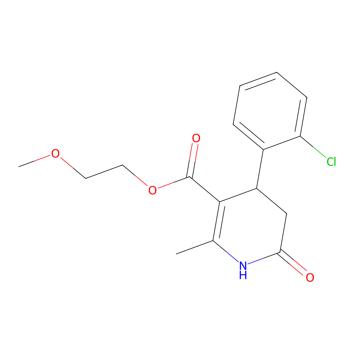 2-Methoxyethyl 4-(2-chlorophenyl)-2-methyl-6-oxo-1,4,5,6-tetrahydro-3-pyridinecarboxylate molecular structure, CAS 313244-80-3