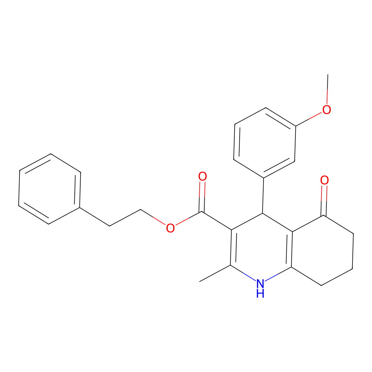 2-Phenylethyl 4-(3-methoxyphenyl)-2-methyl-5-oxo-1,4,5,6,7,8-hexahydroquinoline-3-carboxylate molecular structure, CAS 313244-97-2