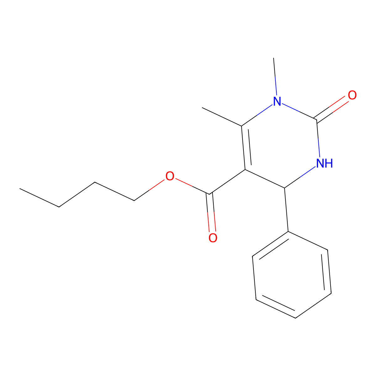 Butyl 1,6-dimethyl-2-oxo-4-phenyl-1,2,3,4-tetrahydro-5-pyrimidinecarboxylate molecular structure, CAS 313245-08-8