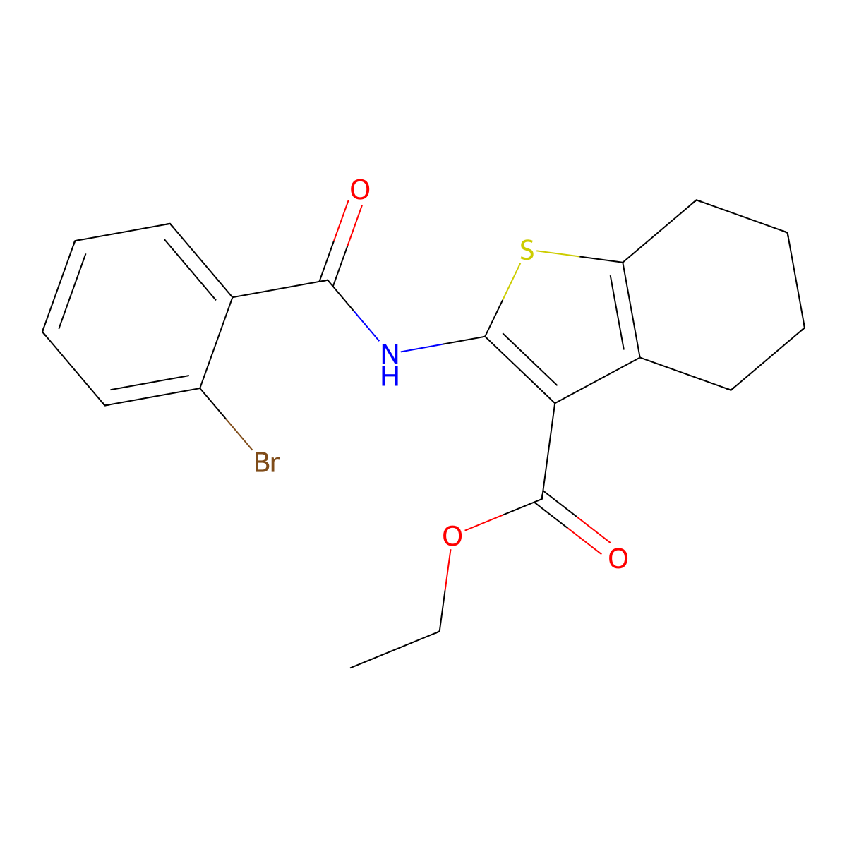 Ethyl 2-(2-bromobenzamido)-4,5,6,7-tetrahydrobenzo[b]thiophene-3-carboxylate molecular structure, CAS 313245-20-4