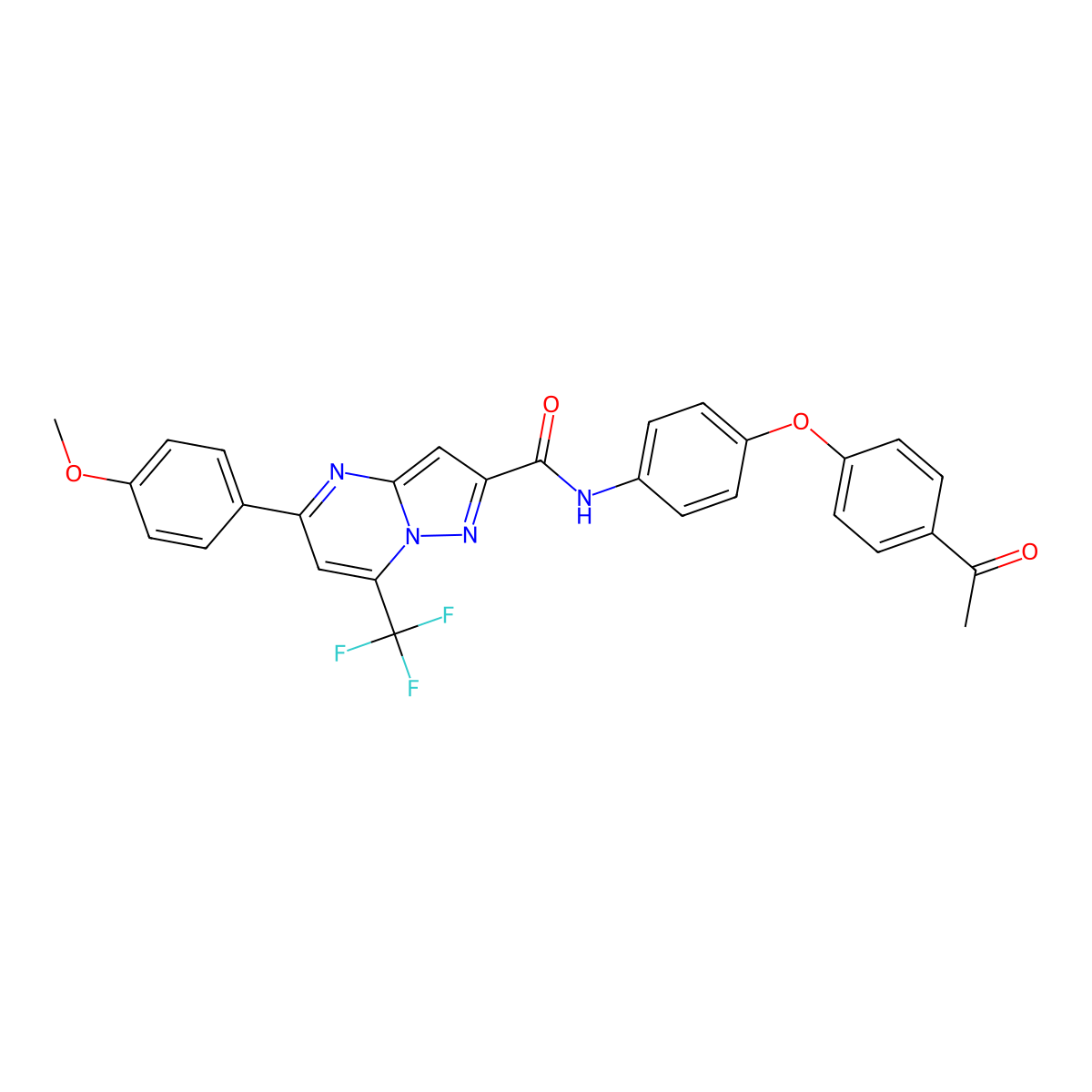 N-[4-(4-acetylphenoxy)phenyl]-5-(4-methoxyphenyl)-7-(trifluoromethyl)pyrazolo[1,5-a]pyrimidine-2-carboxamide molecular structure, CAS 313245-52-2