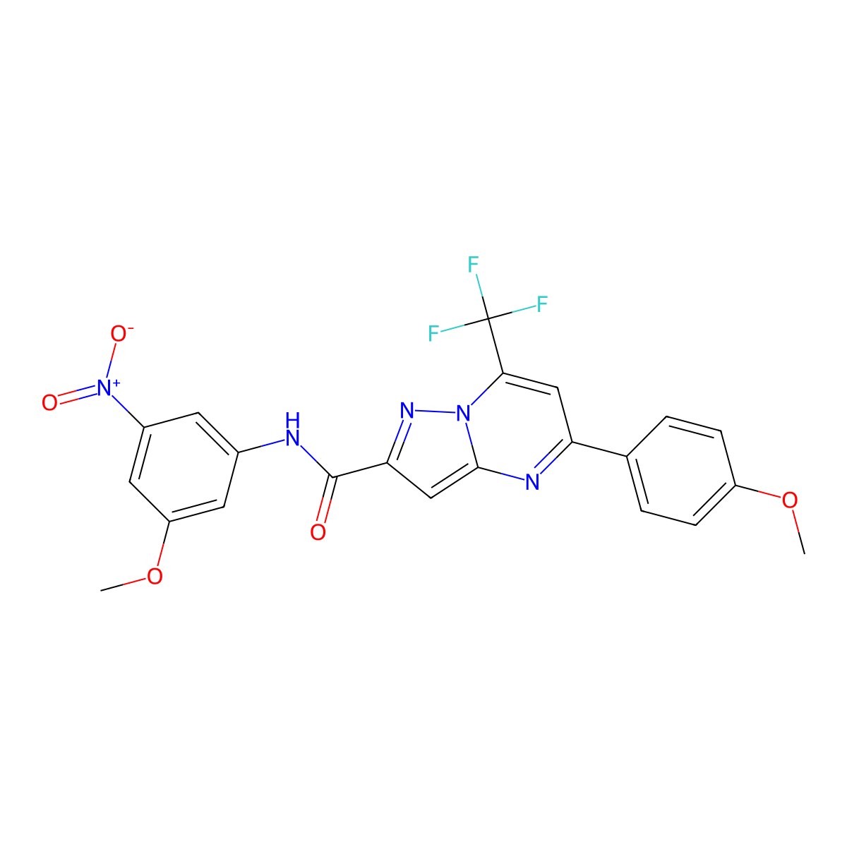 N-(3-methoxy-5-nitrophenyl)-5-(4-methoxyphenyl)-7-(trifluoromethyl)pyrazolo[1,5-a]pyrimidine-2-carboxamide molecular structure, CAS 313245-64-6