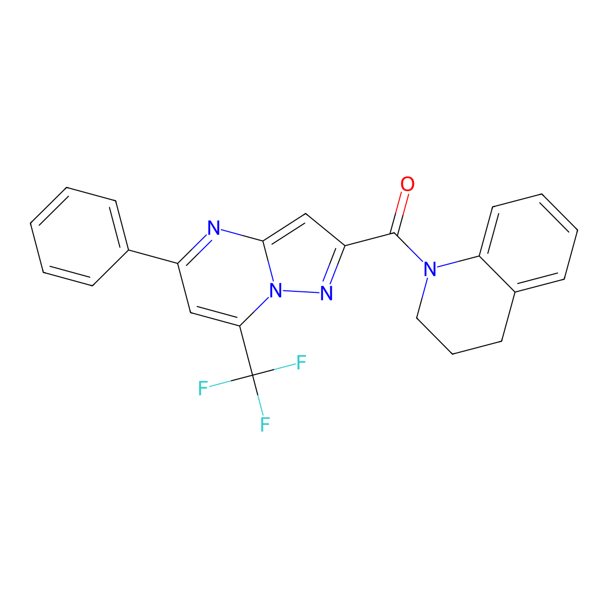 3,4-dihydroquinolin-1(2H)-yl[5-phenyl-7-(trifluoromethyl)pyrazolo[1,5-a]pyrimidin-2-yl]methanone molecular structure, CAS 313246-14-9