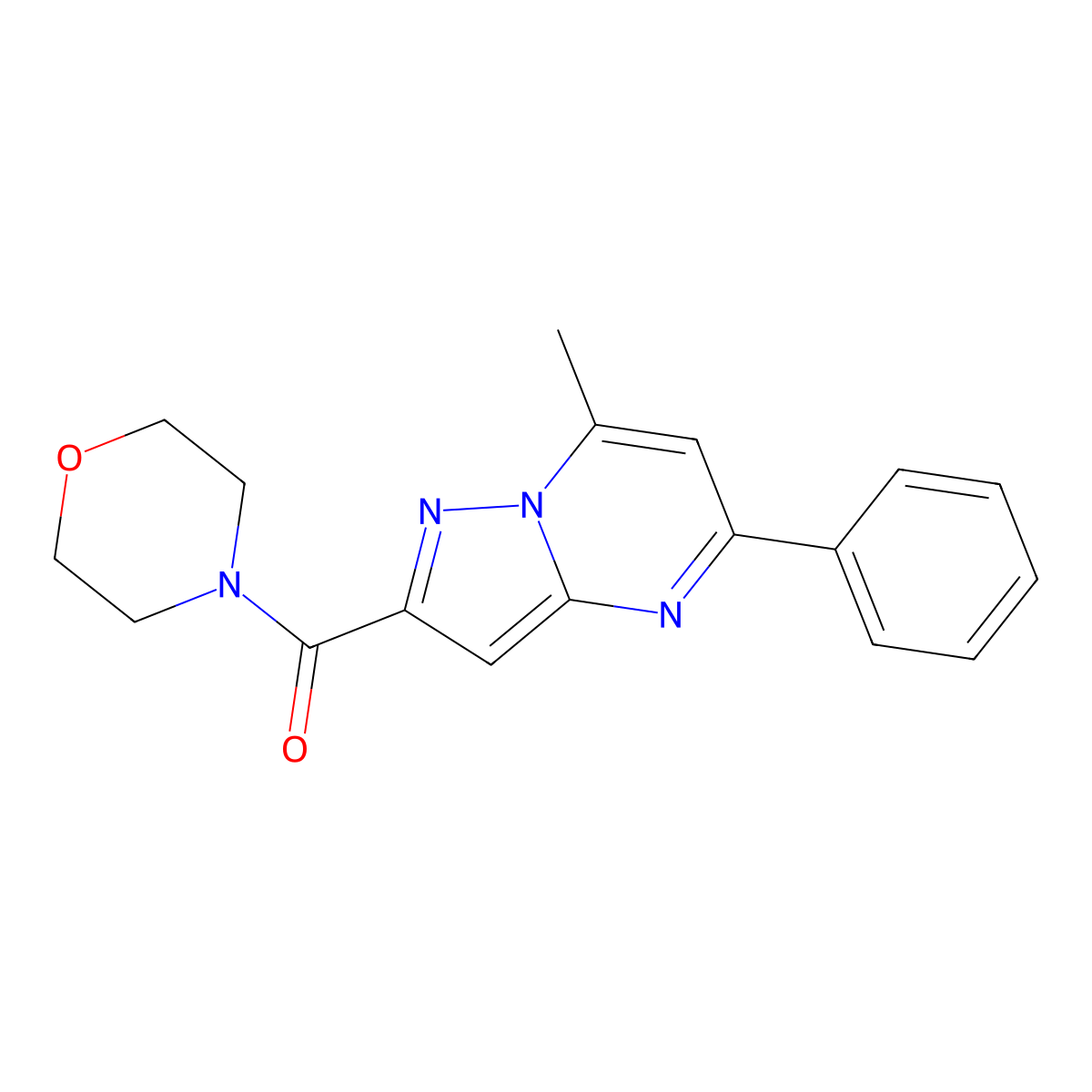 (7-Methyl-5-phenylpyrazolo[1,5-a]pyrimidin-2-yl)-morpholin-4-ylmethanone molecular structure, CAS 313246-51-4