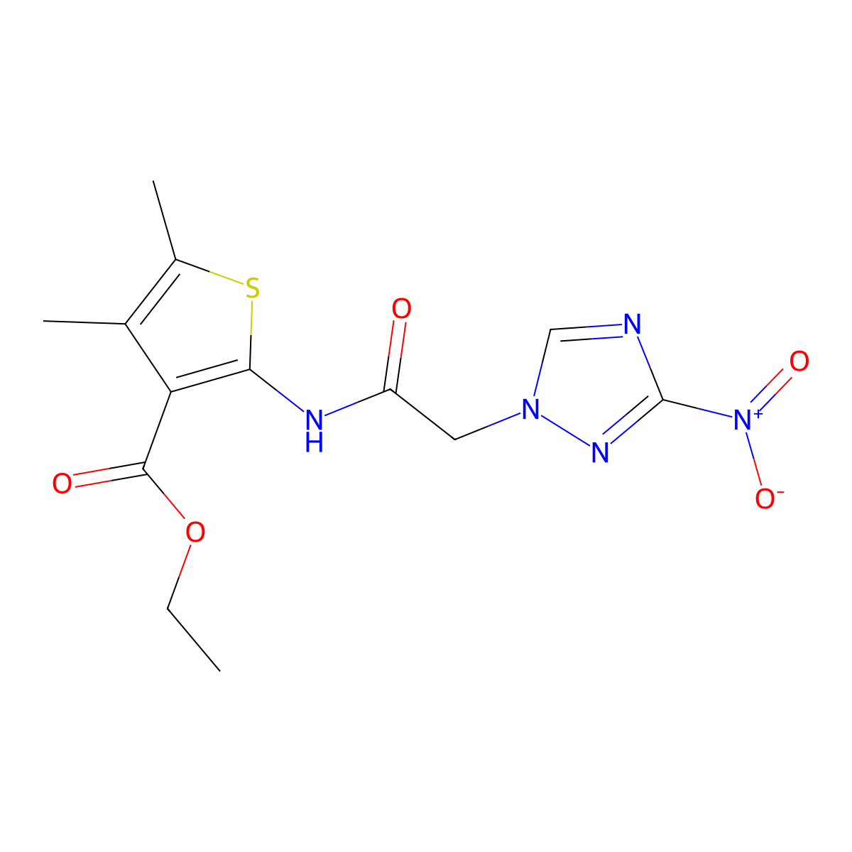 Ethyl 4,5-dimethyl-2-[[2-(3-nitro-1,2,4-triazol-1-yl)acetyl]amino]thiophene-3-carboxylate molecular structure, CAS 313248-70-3