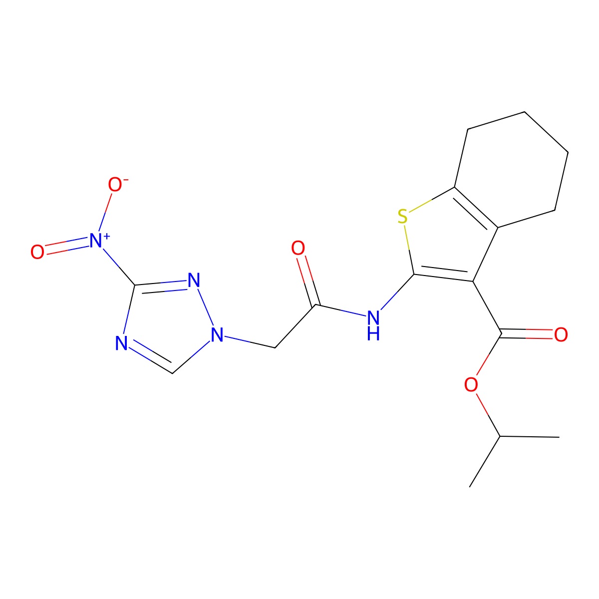 2-[2-(3-Nitro-[1,2,4]triazol-1-yl)-acetylamino]-4,5,6,7-tetrahydro-benzo[b]thiophene-3-carboxylic acid isopropyl ester molecular structure, CAS 313248-72-5