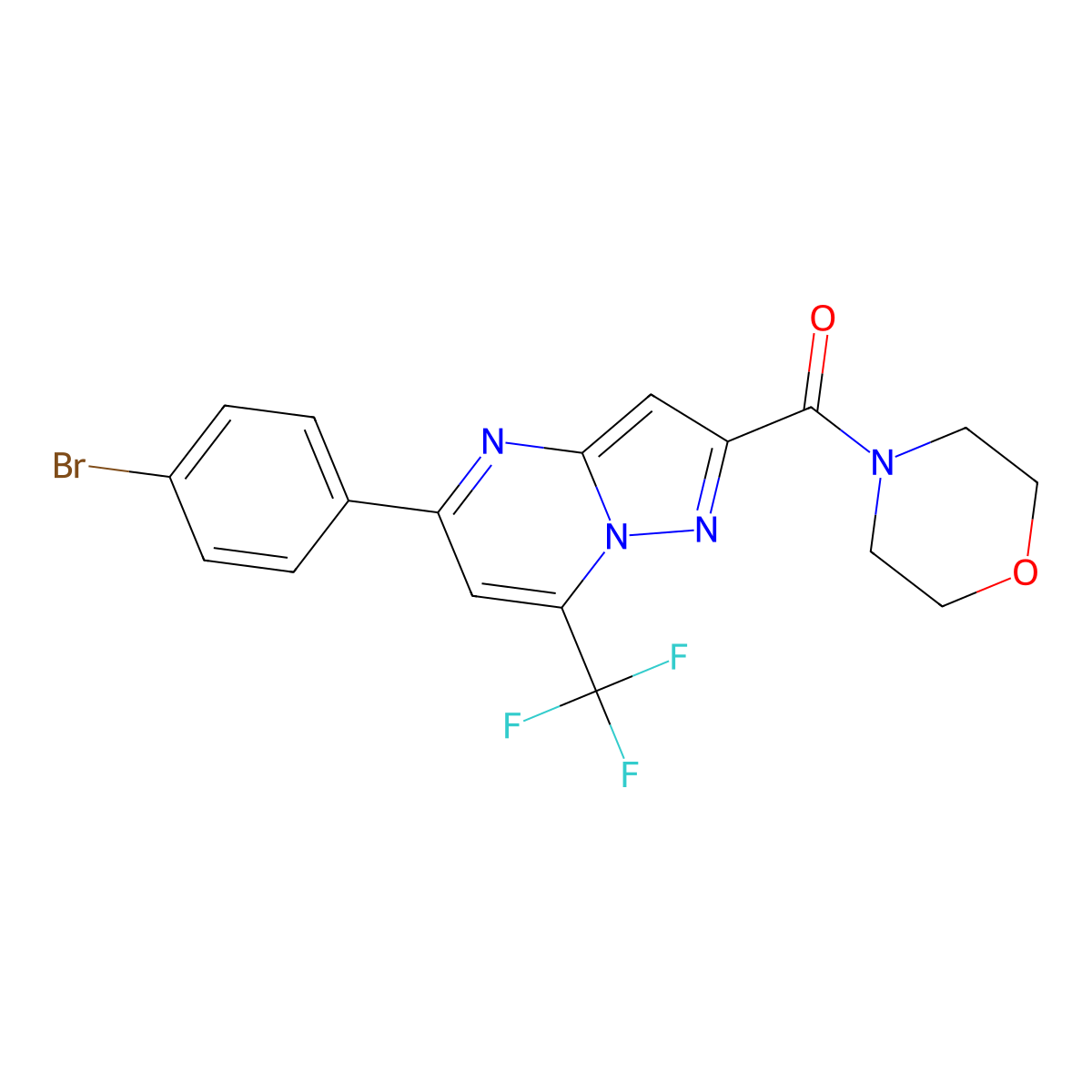5-(4-Bromophenyl)-2-(4-morpholinylcarbonyl)-7-(trifluoromethyl)pyrazolo[1,5-a]pyrimidine molecular structure, CAS 313248-89-4