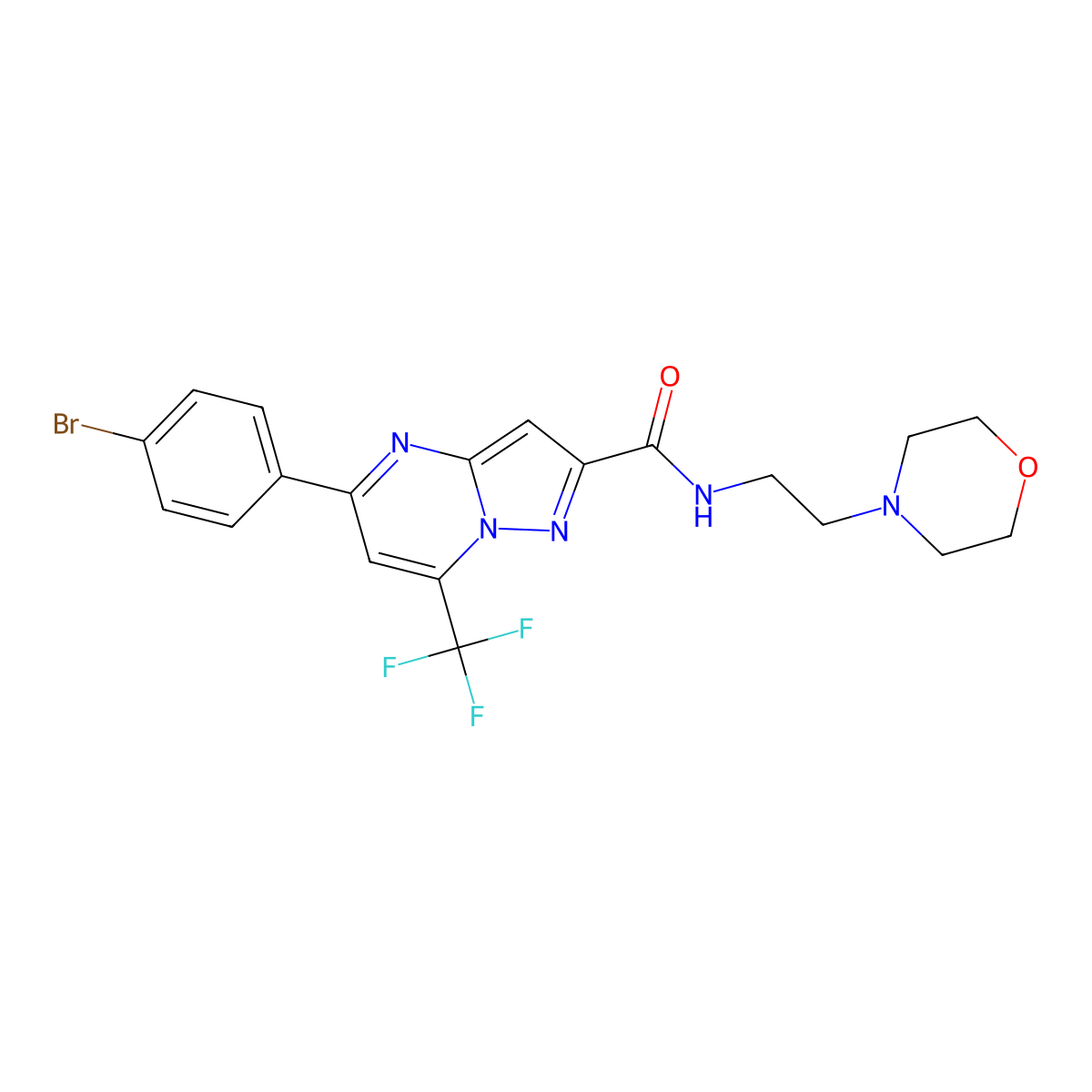 5-(4-bromophenyl)-N-(2-morpholin-4-ylethyl)-7-(trifluoromethyl)pyrazolo[1,5-a]pyrimidine-2-carboxamide molecular structure, CAS 313248-90-7