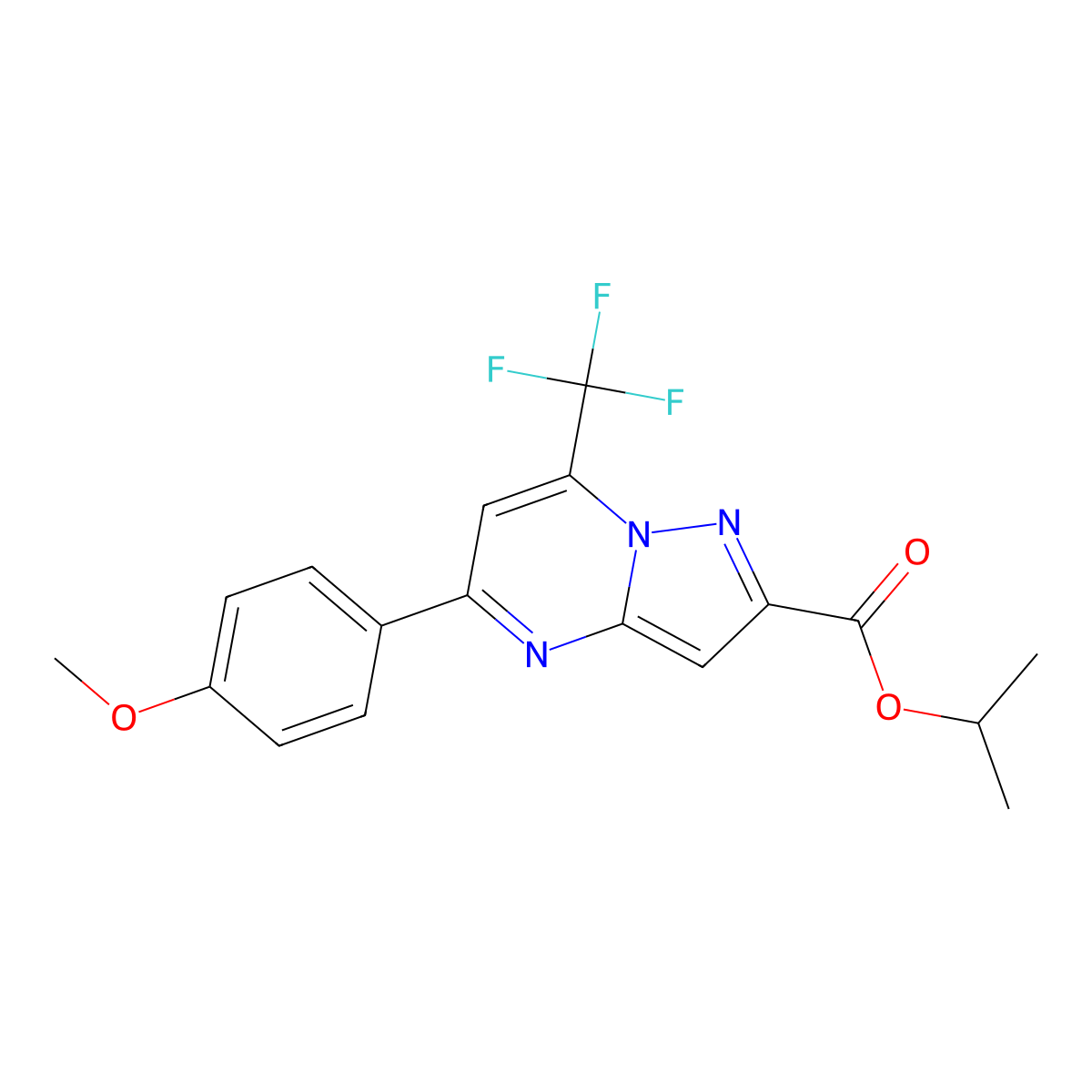 Isopropyl 5-(4-methoxyphenyl)-7-(trifluoromethyl)pyrazolo[1,5-a]pyrimidine-2-carboxylate molecular structure, CAS 313249-35-3