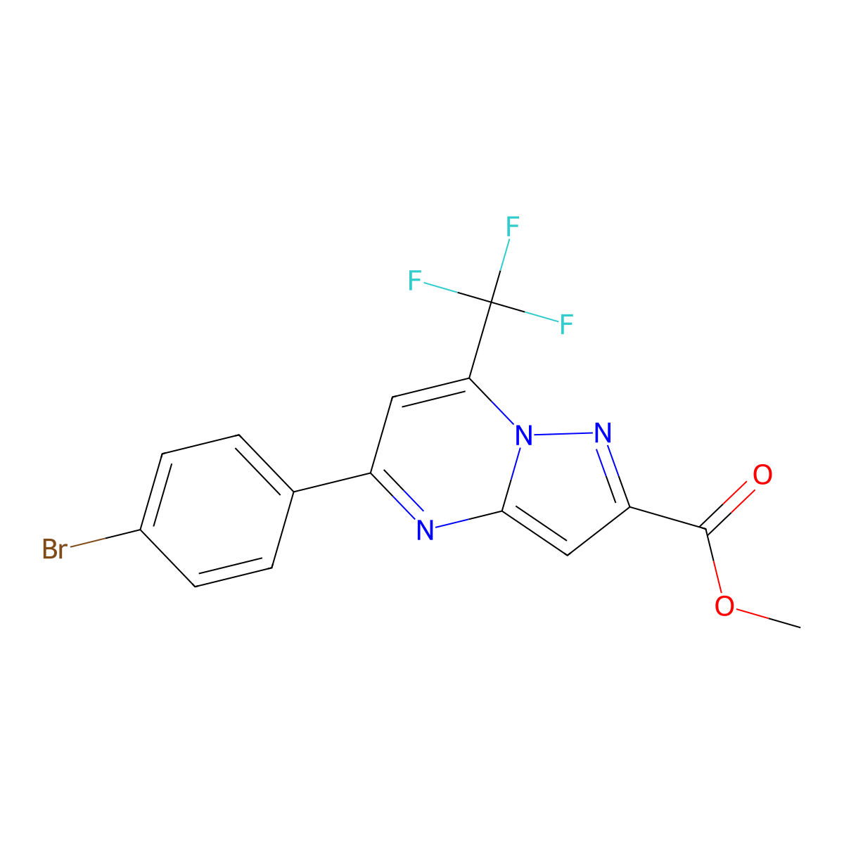 Methyl 5-(4-bromophenyl)-7-(trifluoromethyl)pyrazolo[1,5-a]pyrimidine-2-carboxylate molecular structure, CAS 313249-38-6