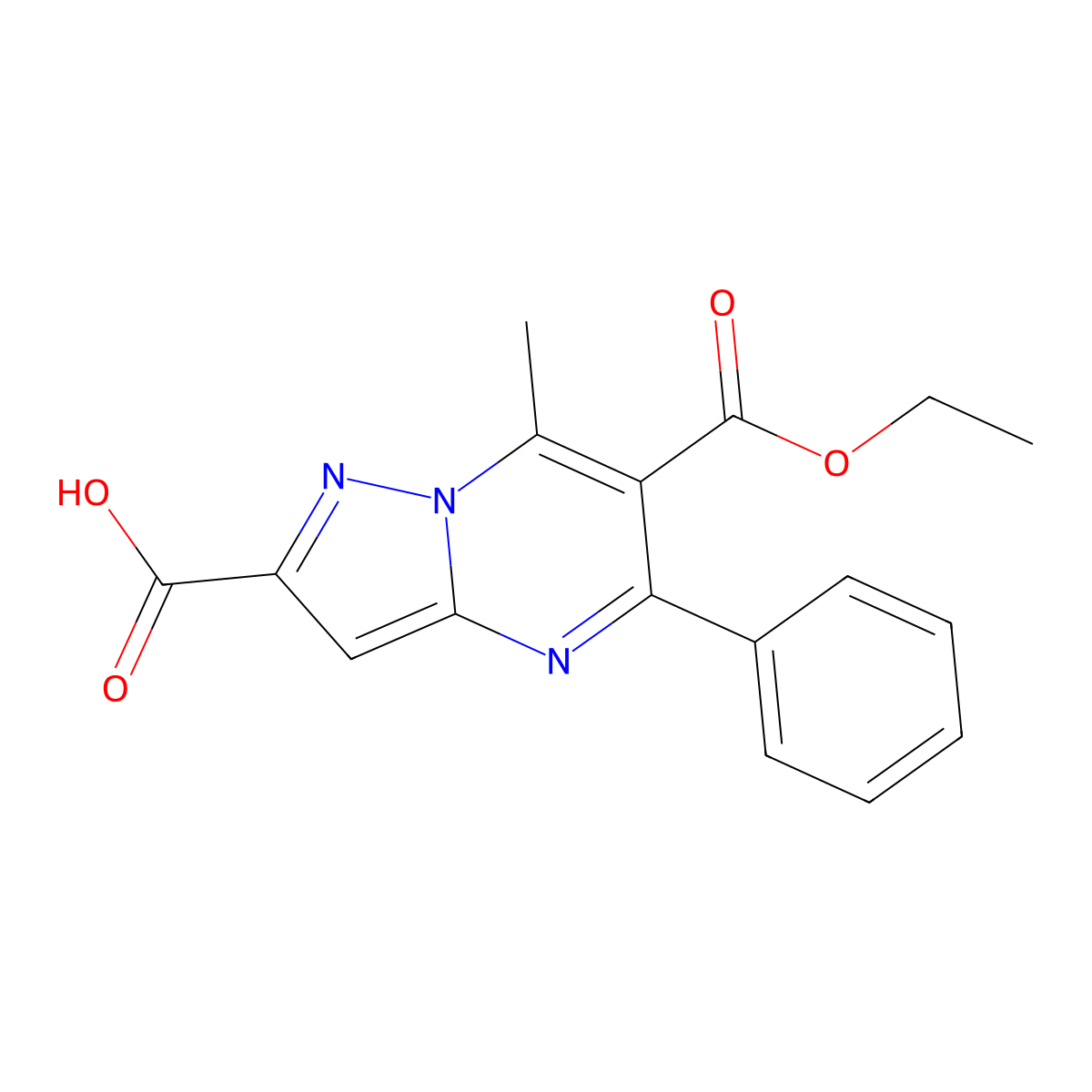 6-(Ethoxycarbonyl)-7-methyl-5-phenylpyrazolo[1,5-a]pyrimidine-2-carboxylic acid molecular structure, CAS 313249-40-0