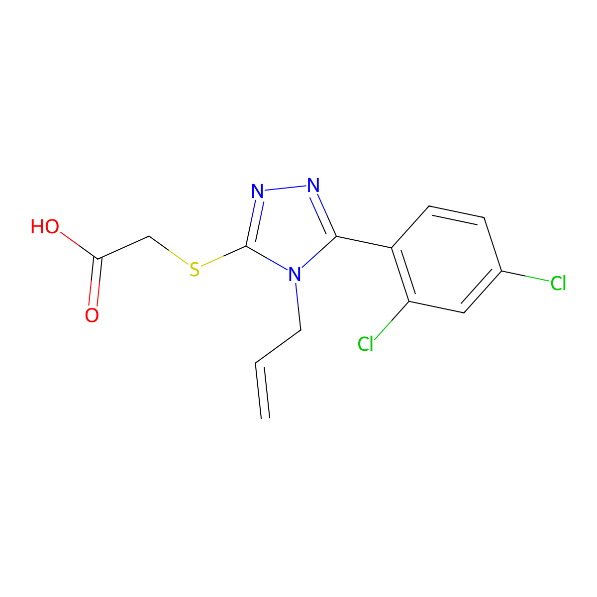 2-((5-(2,4-dichlorophenyl)-4-(prop-2-en-1-yl)-4H-1,2,4-triazol-3-yl)sulfanyl)acetic acid molecular structure, CAS 313251-00-2
