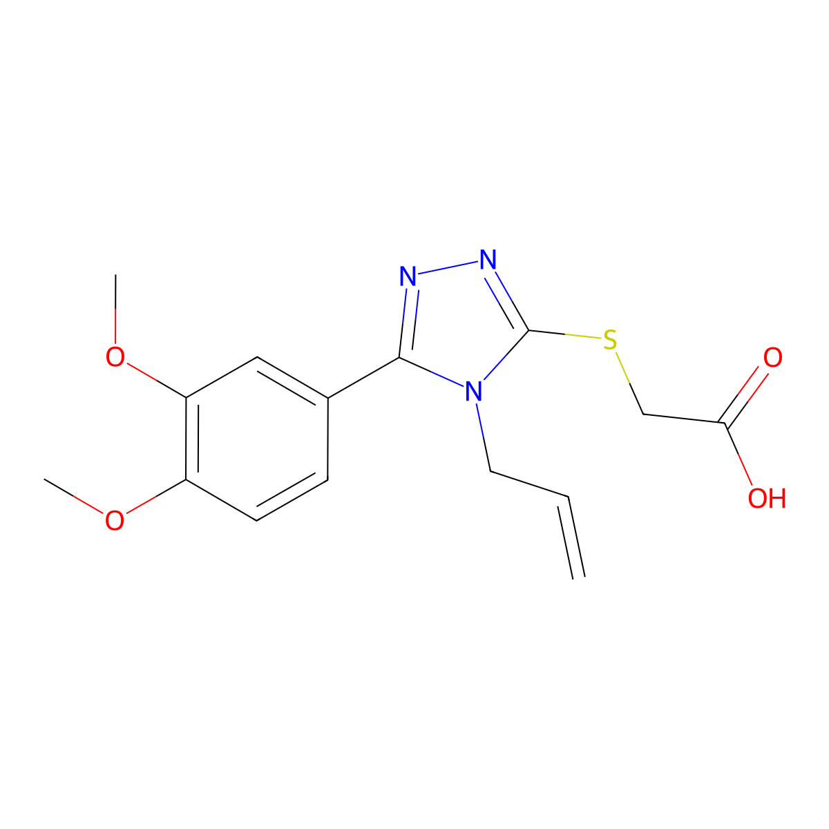2-((4-Allyl-5-(3,4-dimethoxyphenyl)-4H-1,2,4-triazol-3-yl)thio)acetic acid molecular structure, CAS 313251-07-9