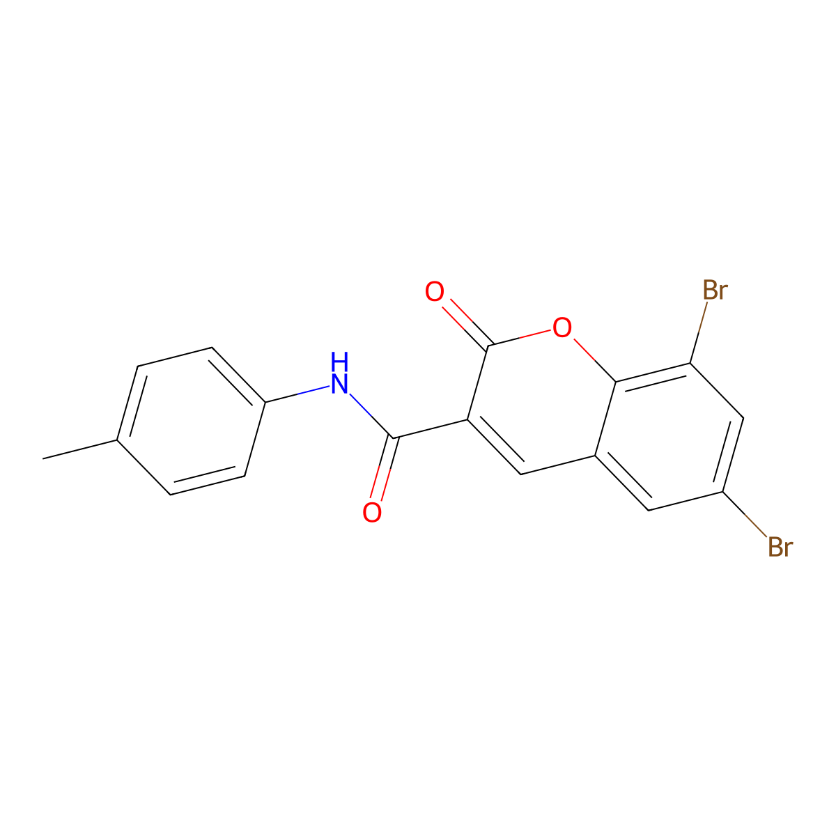 6,8-dibromo-N-(4-methylphenyl)-2-oxochromene-3-carboxamide molecular structure, CAS 313251-11-5