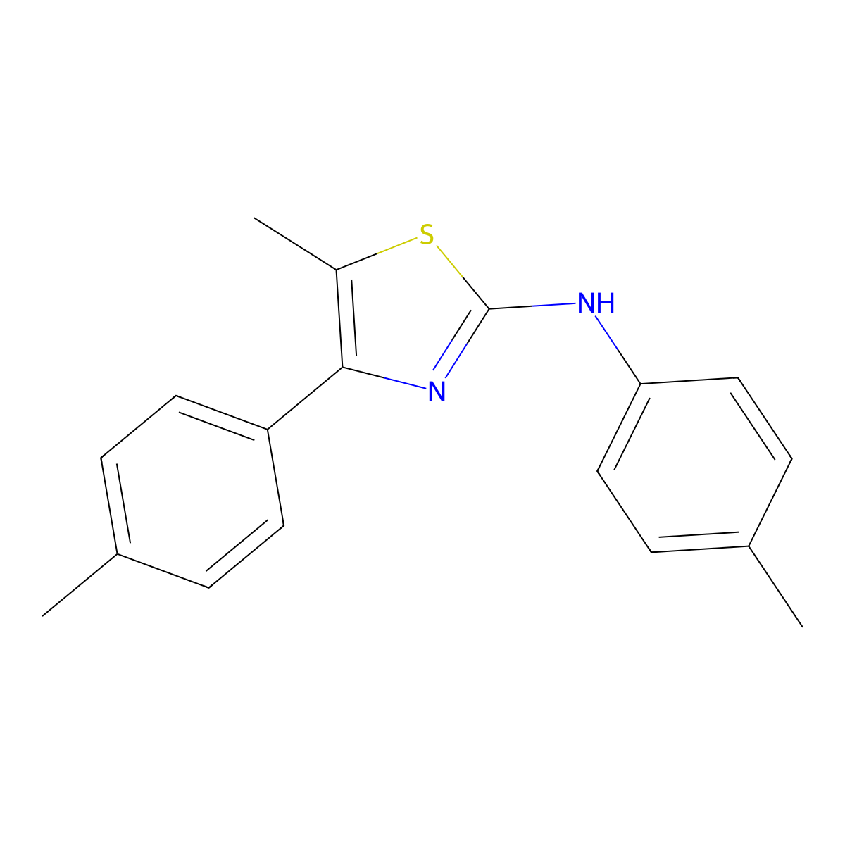 5-methyl-N,4-bis(4-methylphenyl)-1,3-thiazol-2-amine molecular structure, CAS 313251-16-0
