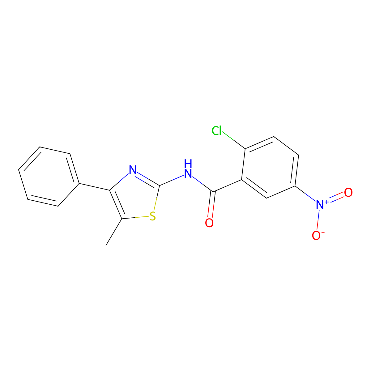 2-chloro-N-(5-methyl-4-phenyl-1,3-thiazol-2-yl)-5-nitrobenzamide molecular structure, CAS 313251-45-5