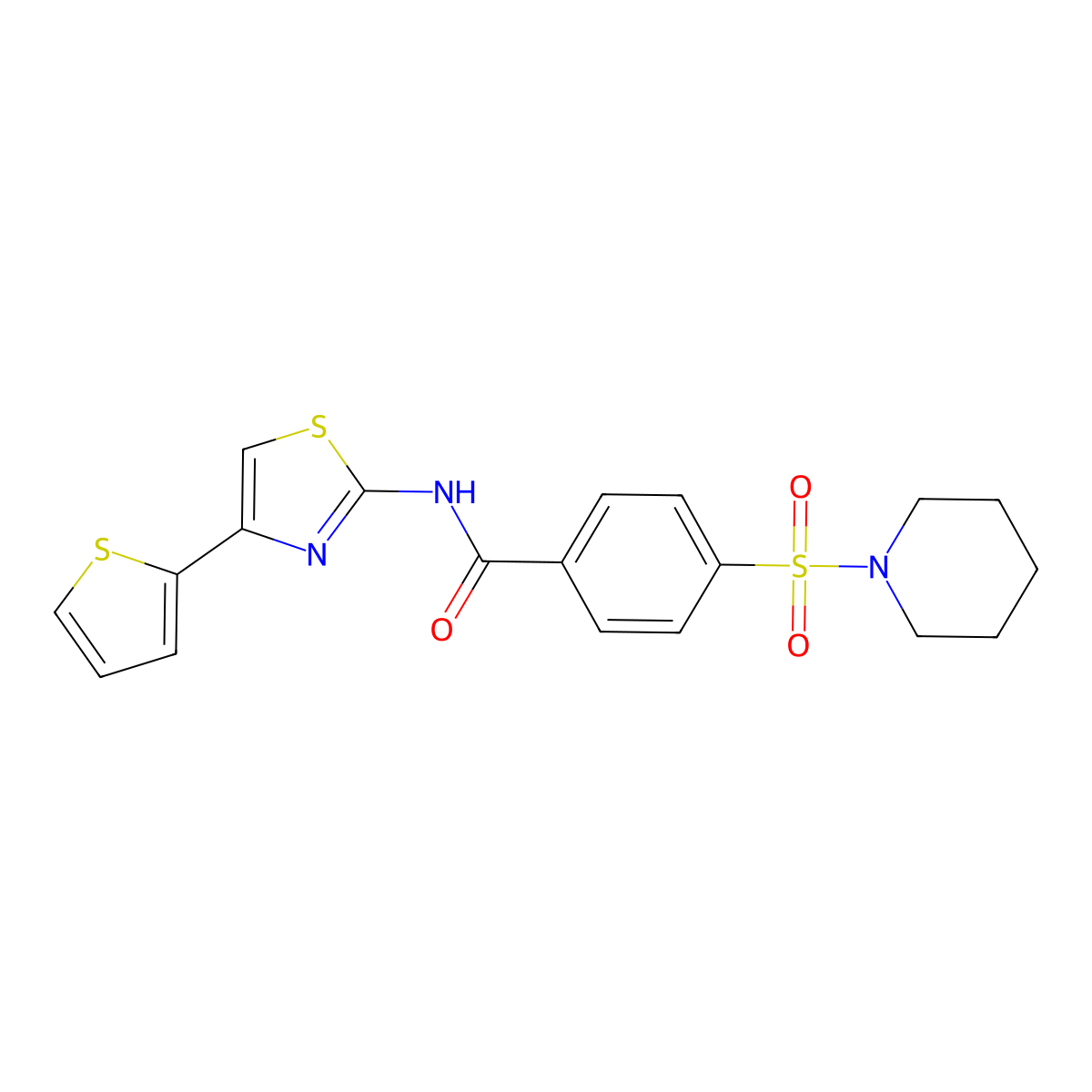 4-piperidin-1-ylsulfonyl-N-(4-thiophen-2-yl-1,3-thiazol-2-yl)benzamide molecular structure, CAS 313251-61-5