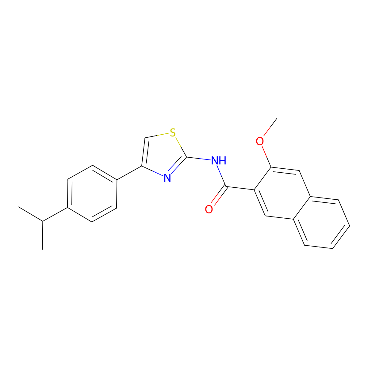 N-(4-(4-isopropylphenyl)thiazol-2-yl)-3-methoxy-2-naphthamide molecular structure, CAS 313252-05-0