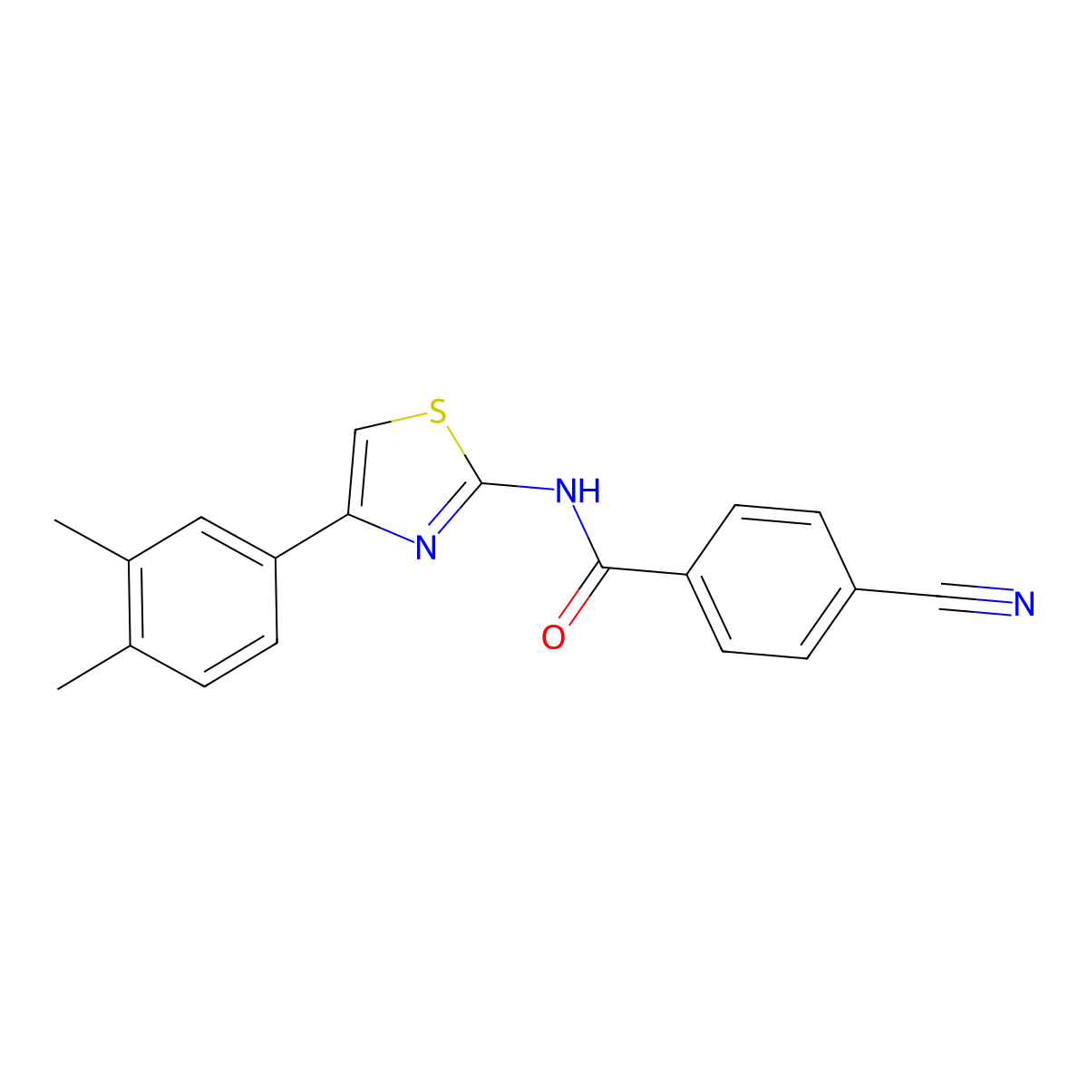 4-cyano-N-[4-(3,4-dimethylphenyl)-1,3-thiazol-2-yl]benzamide molecular structure, CAS 313252-24-3