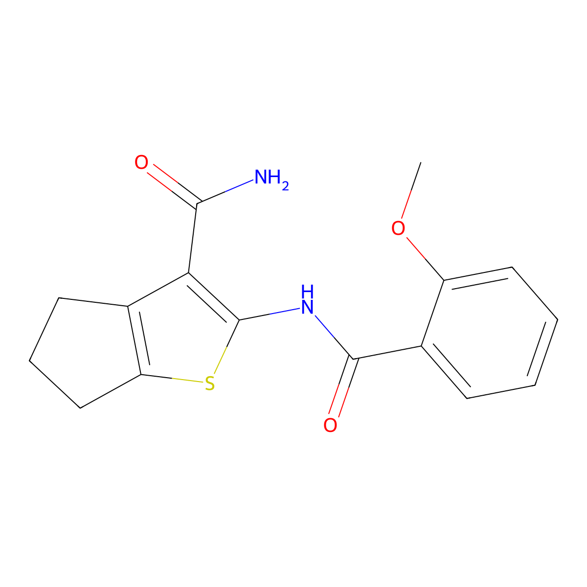 2-[(2-methoxybenzoyl)amino]-5,6-dihydro-4H-cyclopenta[b]thiophene-3-carboxamide molecular structure, CAS 313252-28-7