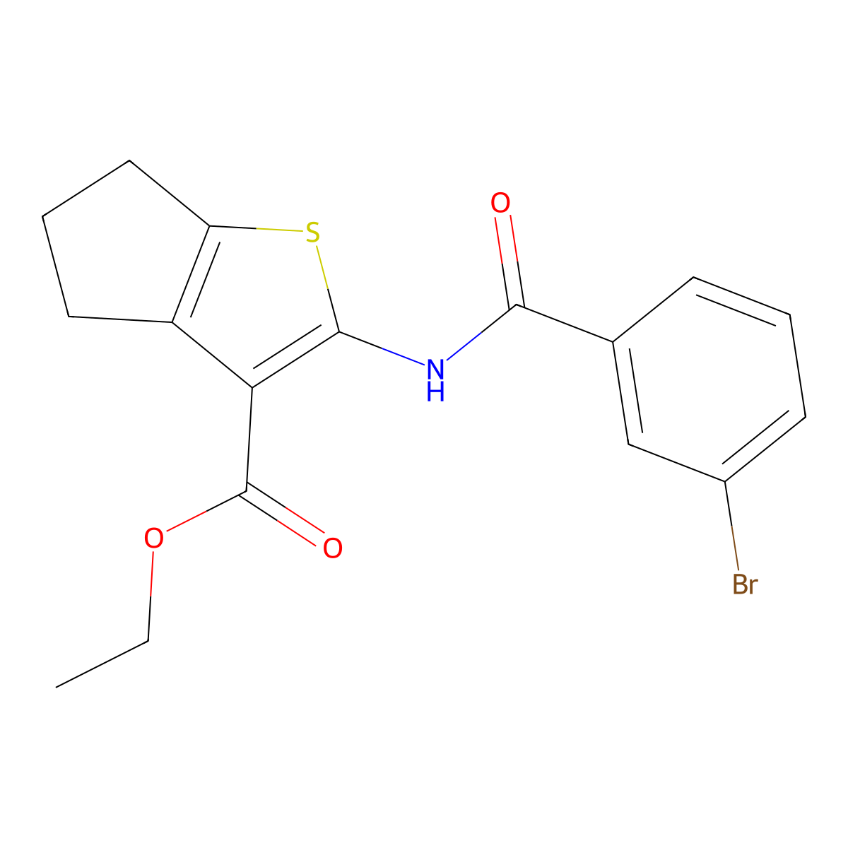 ethyl 2-[(3-bromobenzoyl)amino]-5,6-dihydro-4H-cyclopenta[b]thiophene-3-carboxylate molecular structure, CAS 313252-29-8