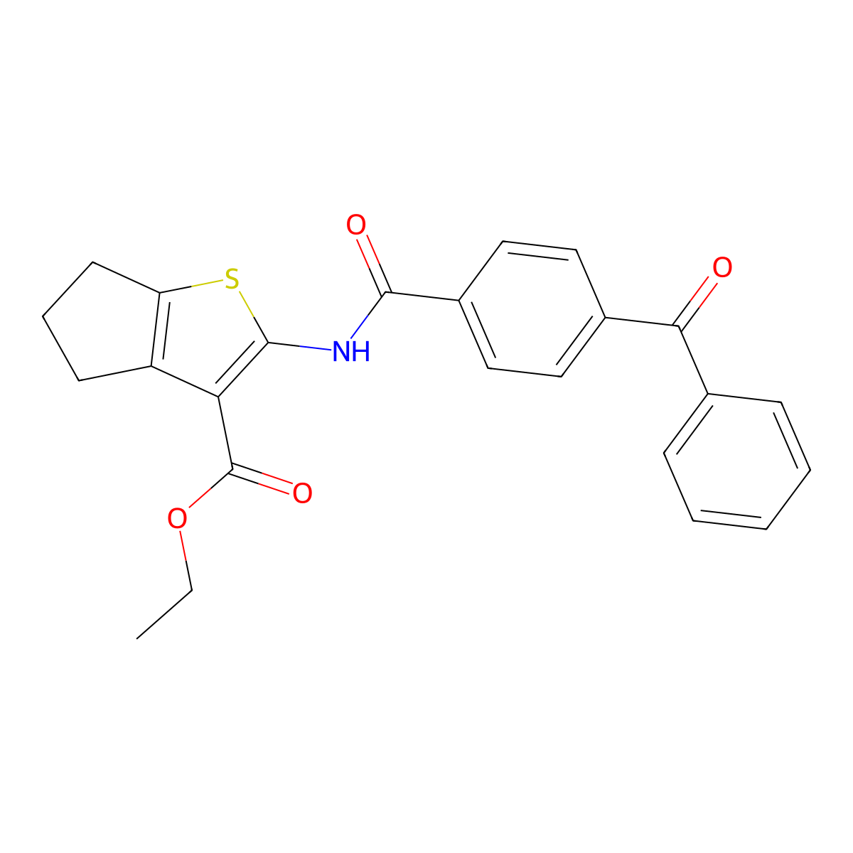 ethyl 2-(4-benzoylbenzamido)-5,6-dihydro-4H-cyclopenta[b]thiophene-3-carboxylate molecular structure, CAS 313252-31-2