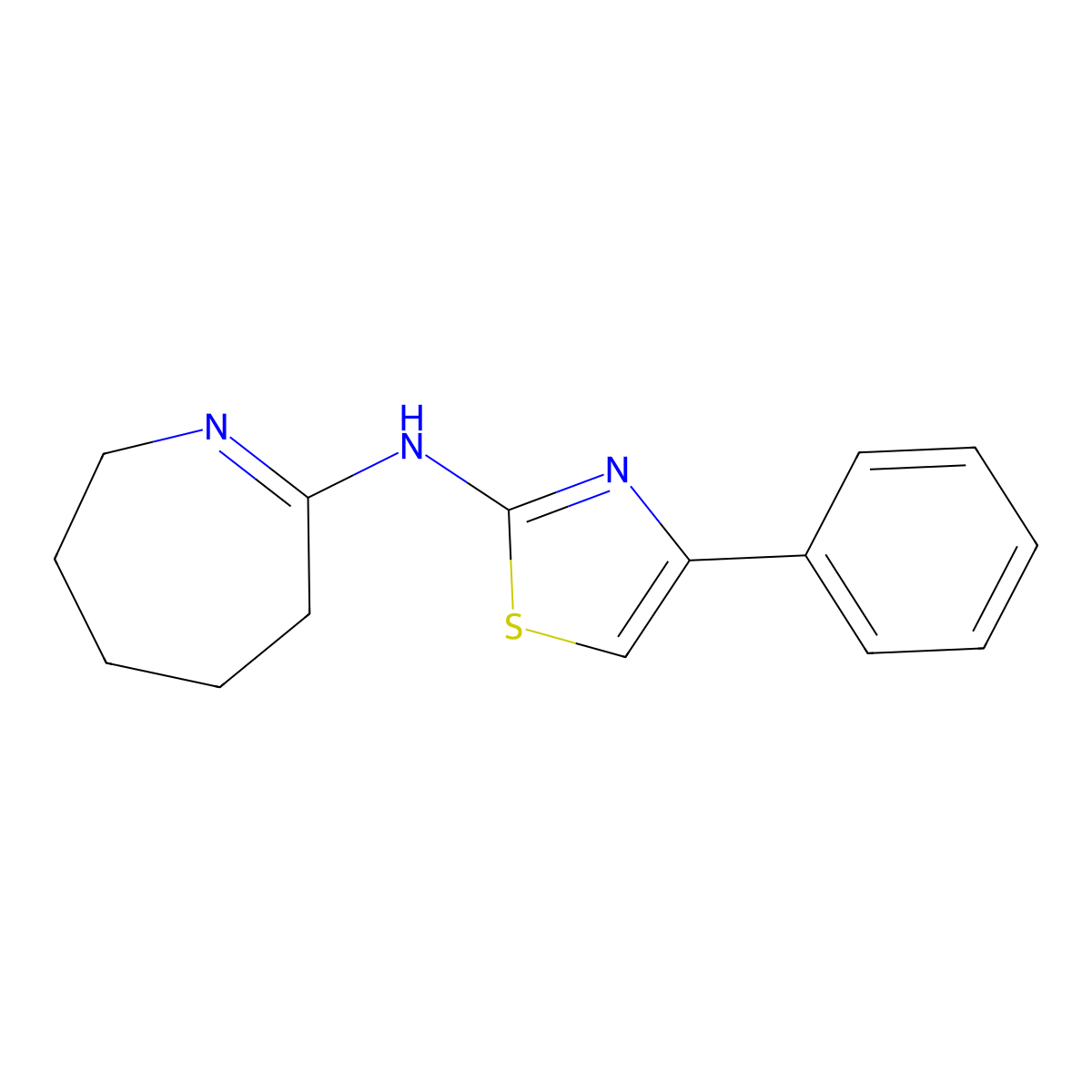 Thiazole, 2-(2-perhydroazepinylidenamino)-4-phenyl- molecular structure, CAS 313252-62-9