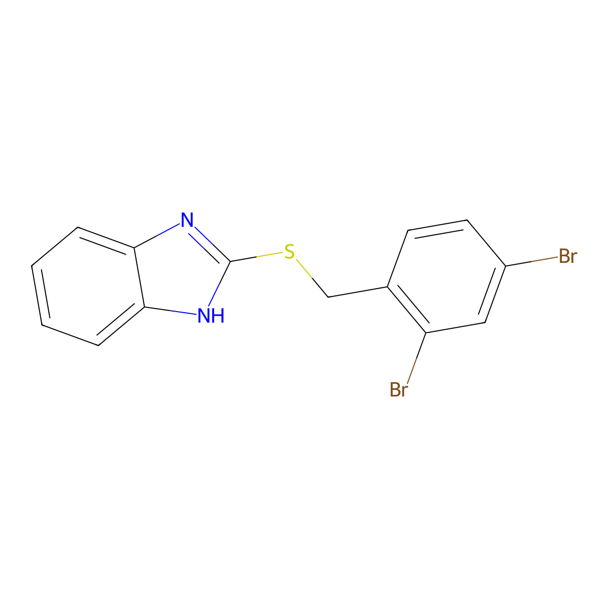 2-((2,4-dibromobenzyl)thio)-1H-benzo[d]imidazole molecular structure, CAS 313253-11-1