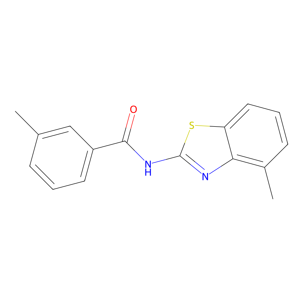 3-methyl-N-(4-methyl-1,3-benzothiazol-2-yl)benzamide molecular structure, CAS 313254-03-4