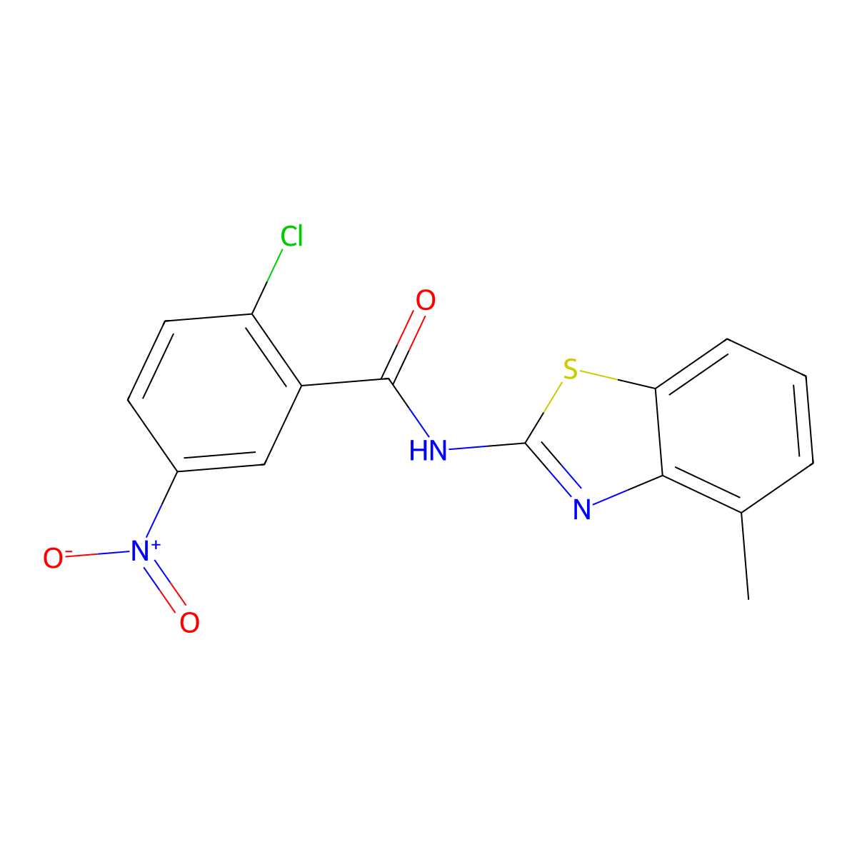 2-chloro-N-(4-methyl-1,3-benzothiazol-2-yl)-5-nitrobenzamide molecular structure, CAS 313254-12-5