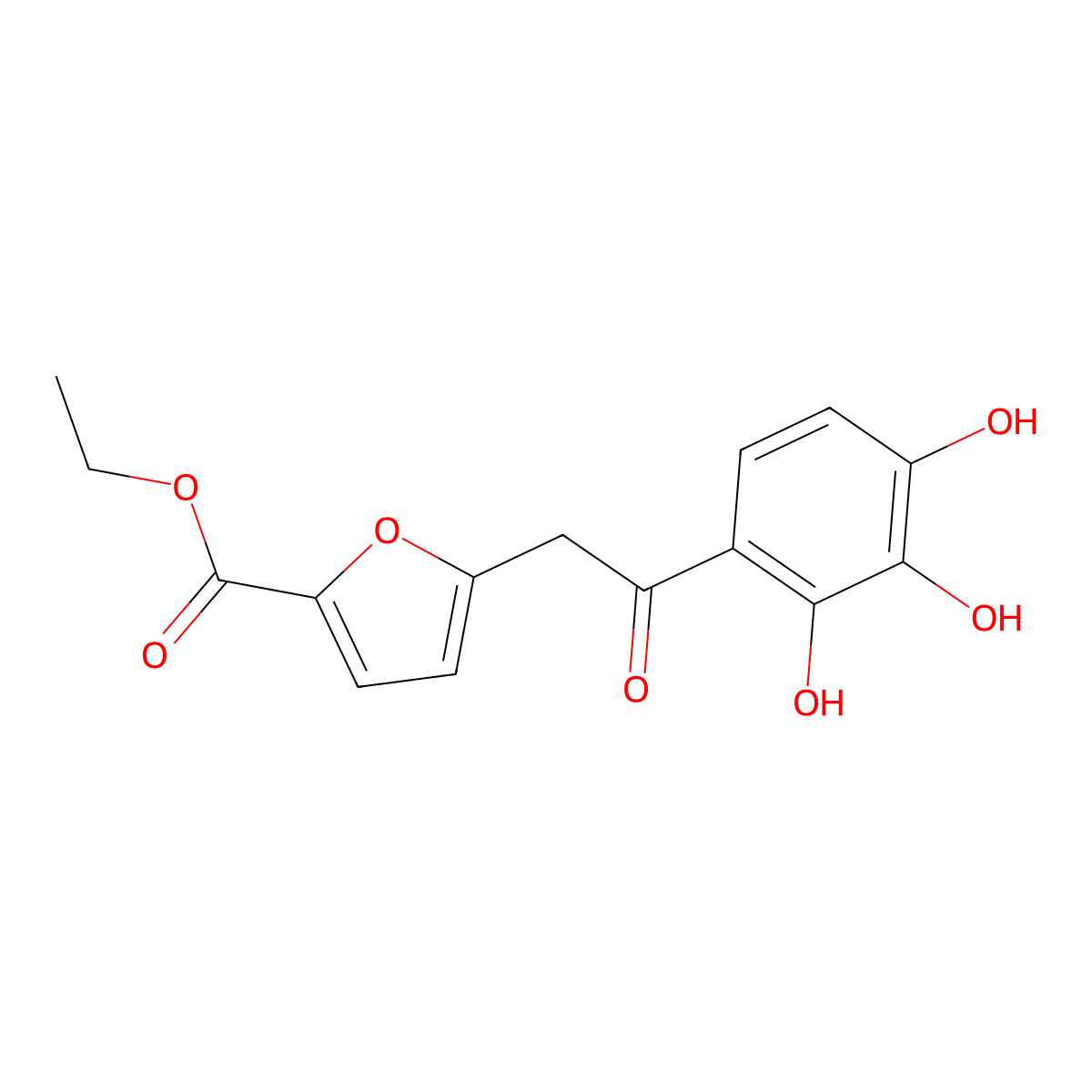 Ethyl 5-[2-oxo-2-(2,3,4-trihydroxyphenyl)ethyl]furan-2-carboxylate molecular structure, CAS 313254-94-3