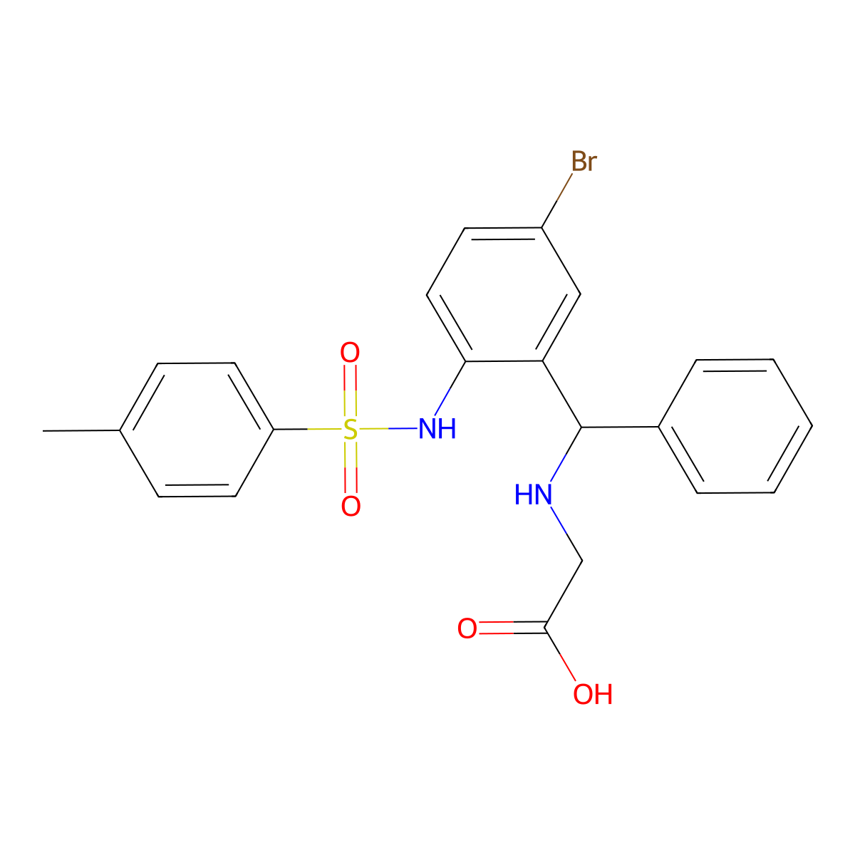 2-[[[5-Bromo-2-[(4-methylphenyl)sulfonylamino]phenyl]-phenylmethyl]amino]acetic acid molecular structure, CAS 313254-95-4