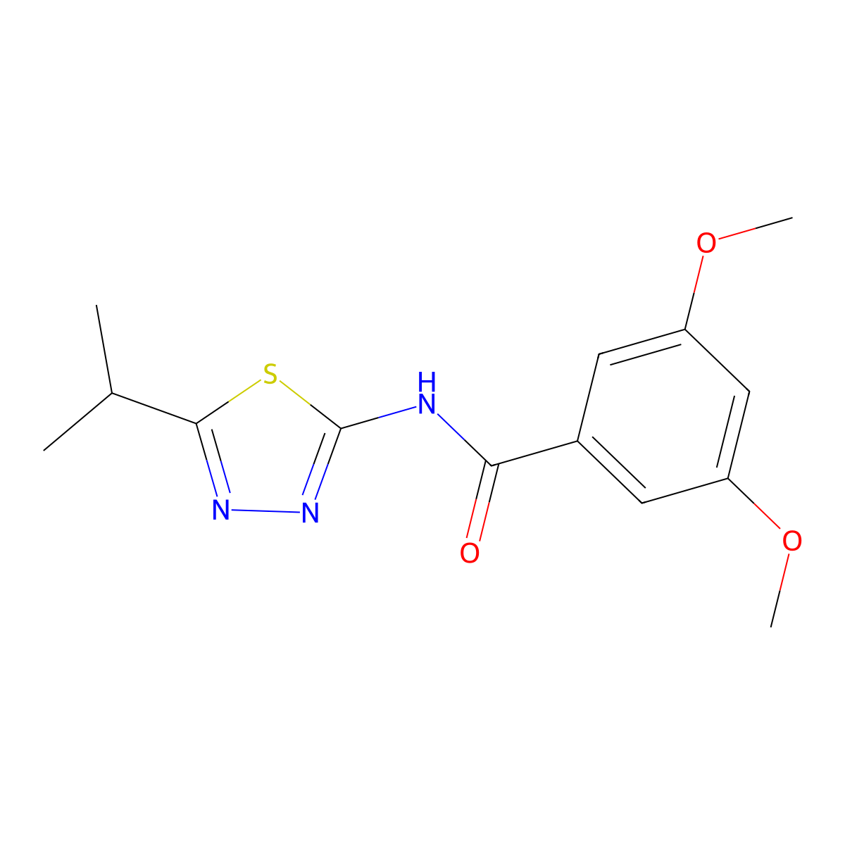 3,5-dimethoxy-N-[5-(propan-2-yl)-1,3,4-thiadiazol-2-yl]benzamide molecular structure, CAS 313255-03-7