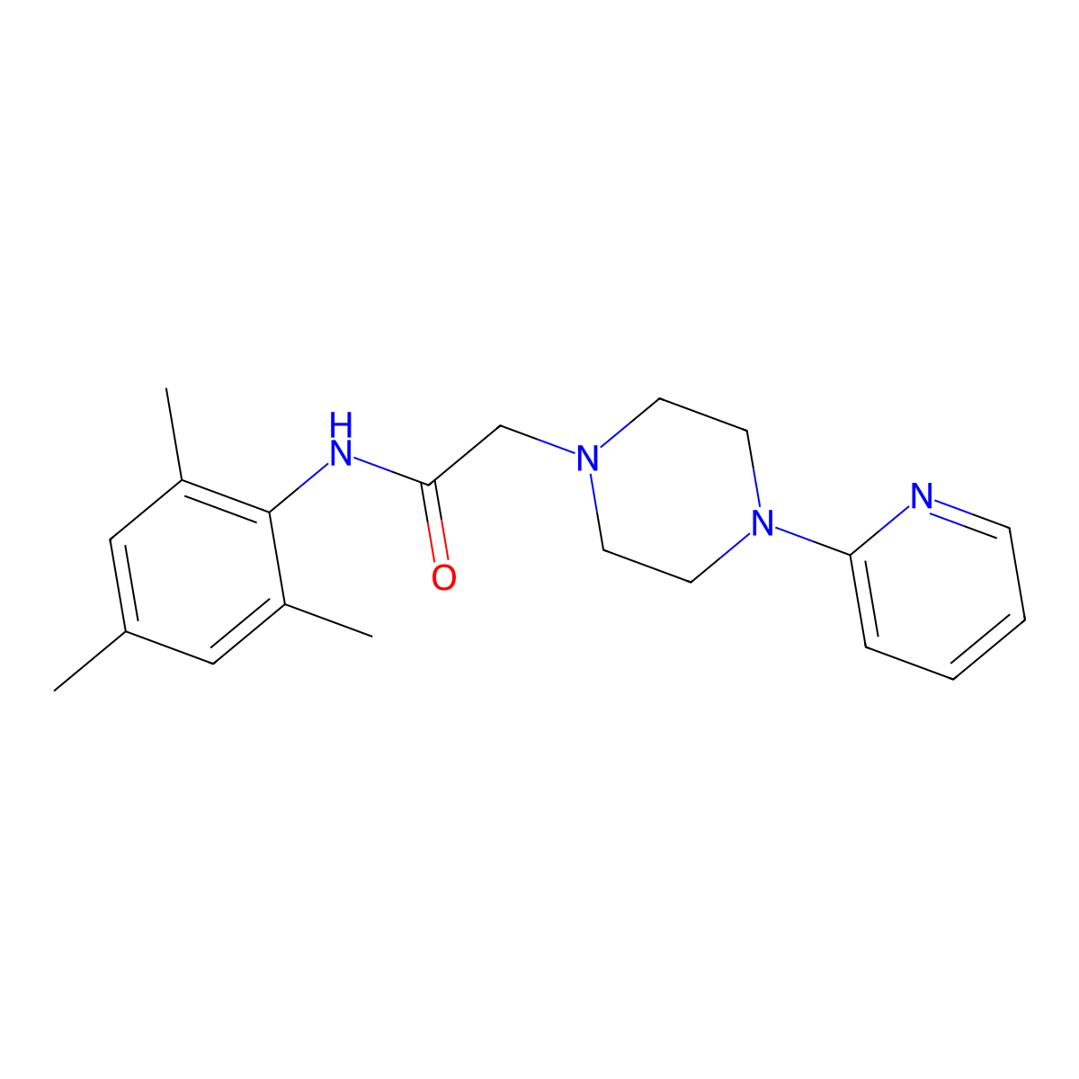 2-[4-(pyridin-2-yl)piperazin-1-yl]-N-(2,4,6-trimethylphenyl)acetamide molecular structure, CAS 313255-20-8