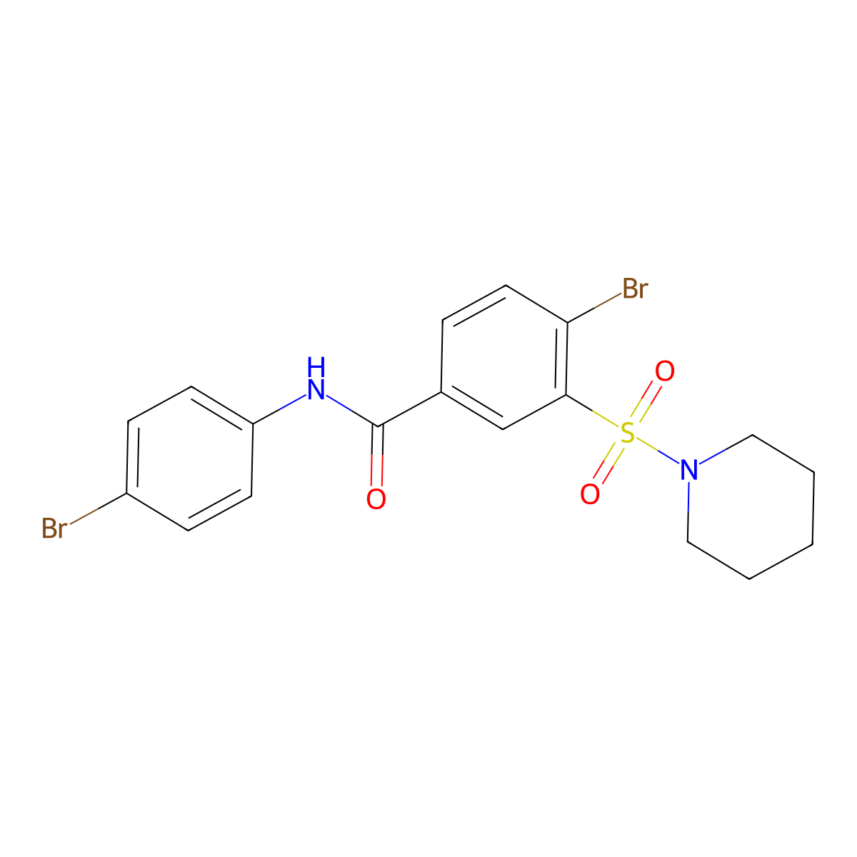 4-bromo-N-(4-bromophenyl)-3-piperidin-1-ylsulfonylbenzamide molecular structure, CAS 313258-93-4