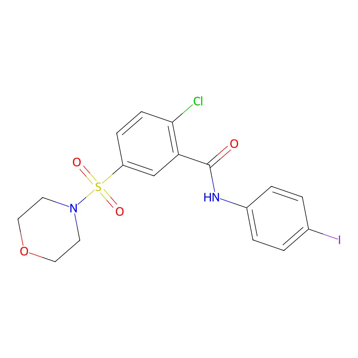 2-chloro-N-(4-iodophenyl)-5-morpholin-4-ylsulfonylbenzamide molecular structure, CAS 313259-04-0