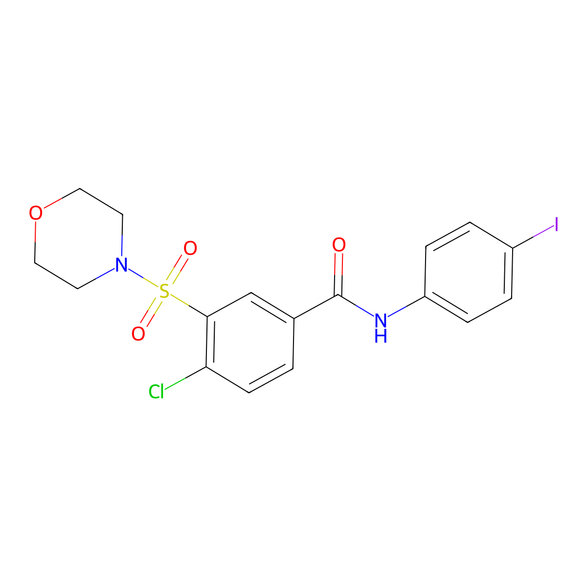 4-chloro-N-(4-iodophenyl)-3-(morpholinosulfonyl)benzamide molecular structure, CAS 313259-07-3