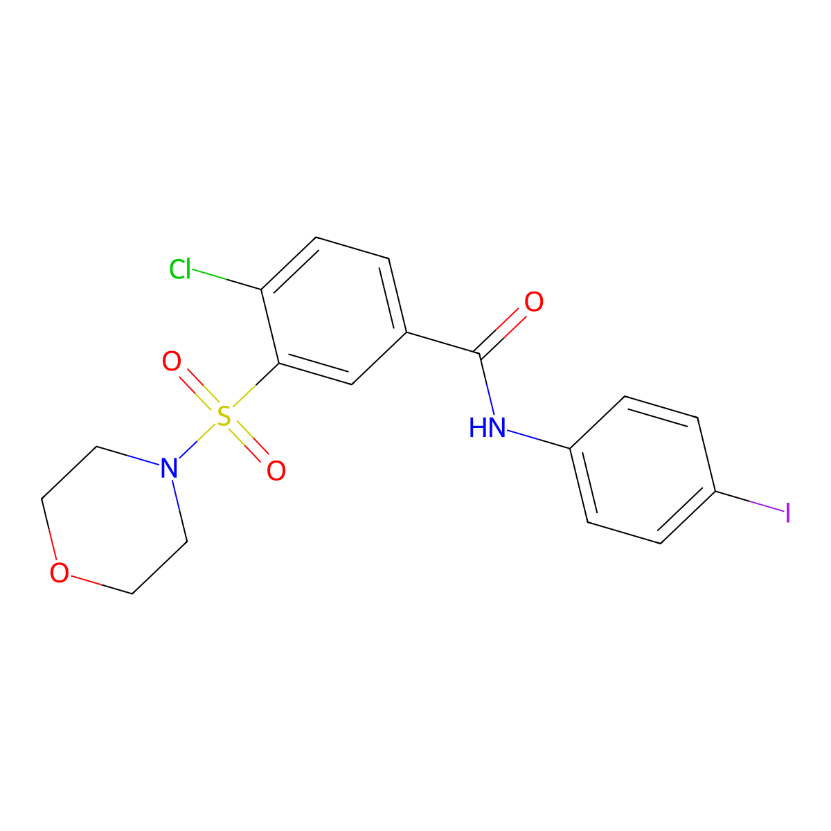 4-chloro-N-(4-iodophenyl)-3-(morpholinosulfonyl)benzamide molecular structure, CAS 313259-07-3