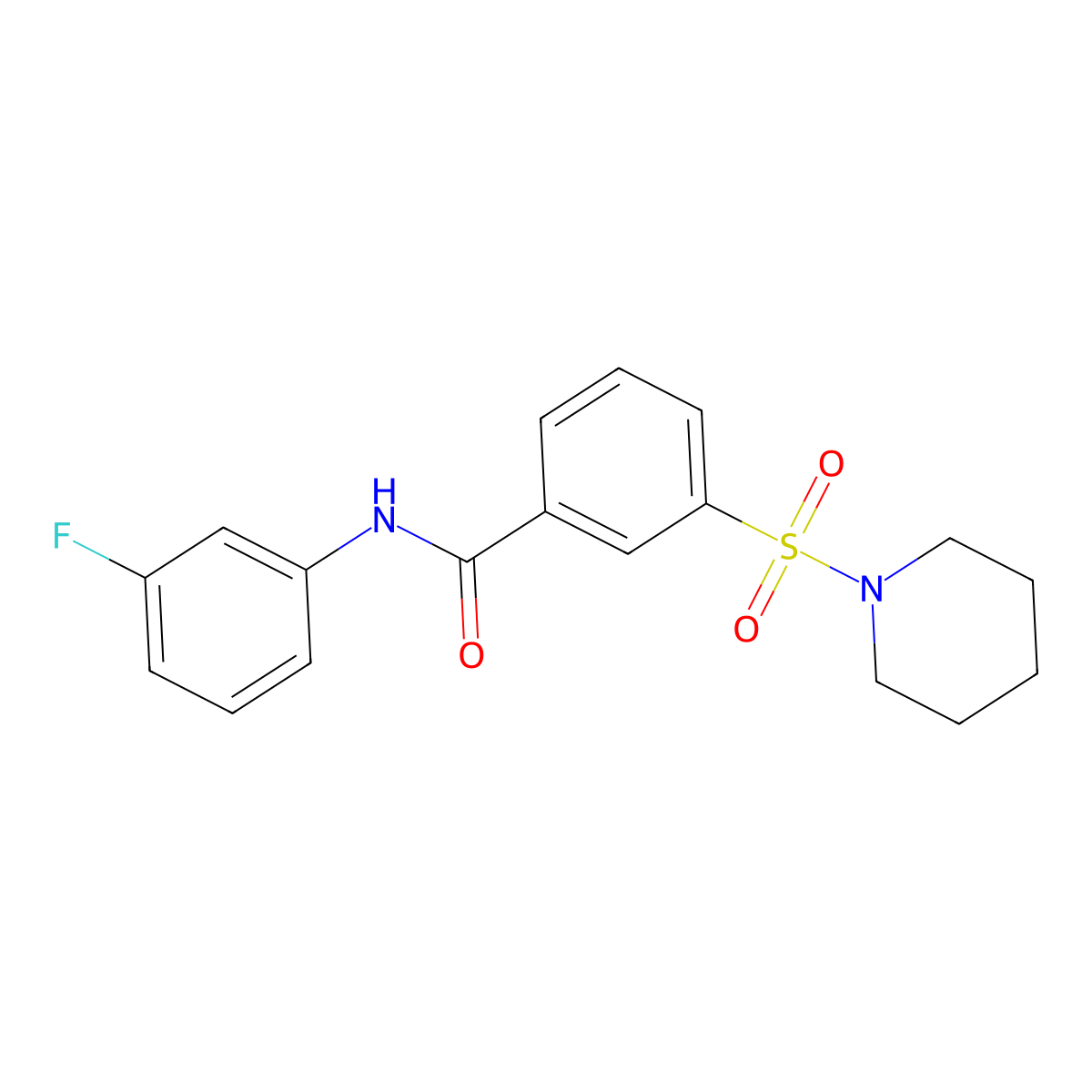 N-(3-fluorophenyl)-3-(1-piperidinylsulfonyl)benzamide molecular structure, CAS 313259-52-8