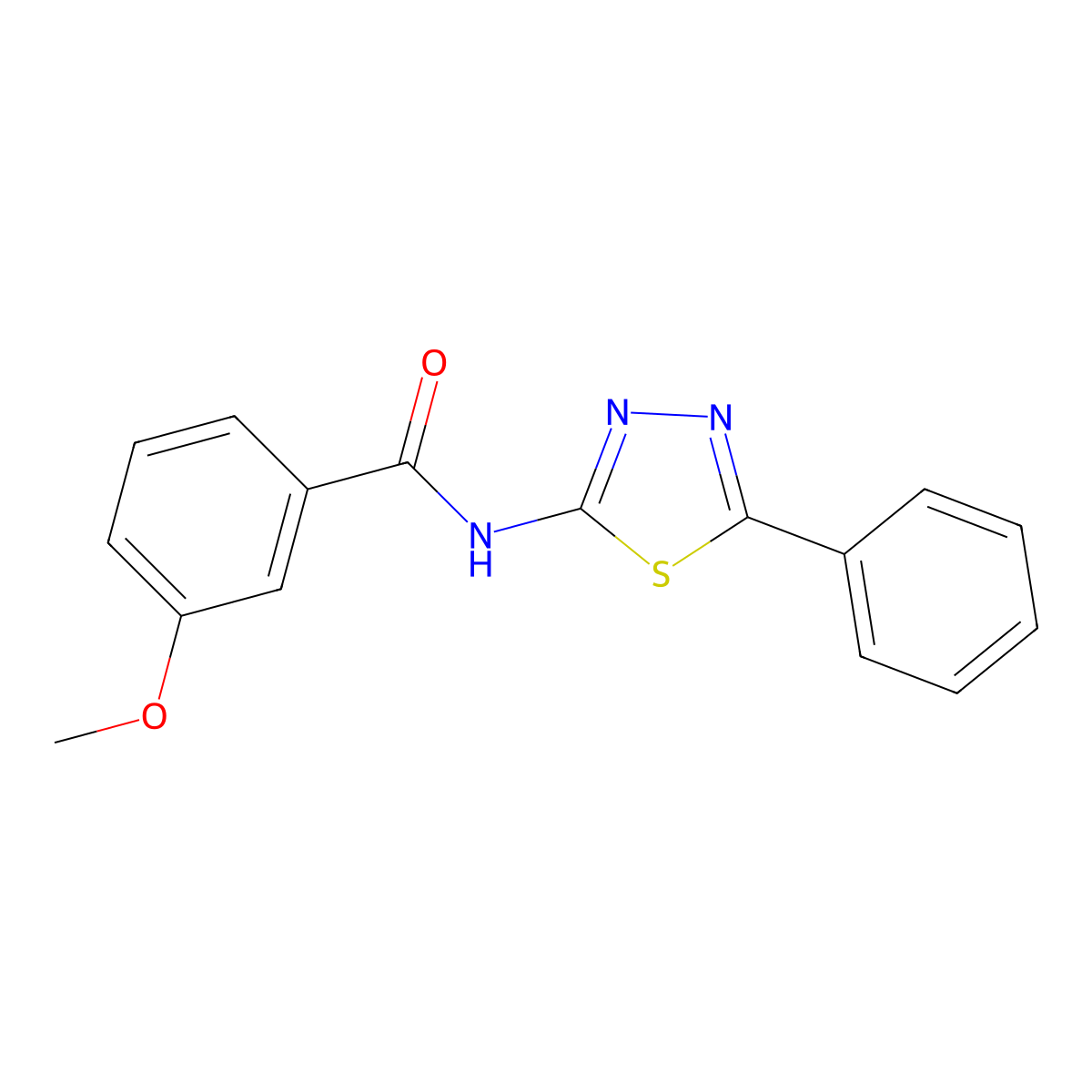 3-methoxy-N-(5-phenyl-1,3,4-thiadiazol-2-yl)benzamide molecular structure, CAS 313259-77-7