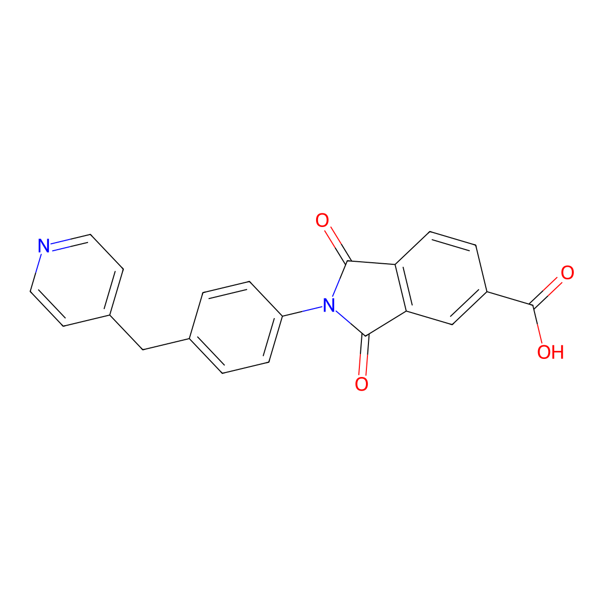 1,3-Dioxo-2-(4-(pyridin-4-ylmethyl)phenyl)isoindoline-5-carboxylic acid molecular structure, CAS 313260-40-1
