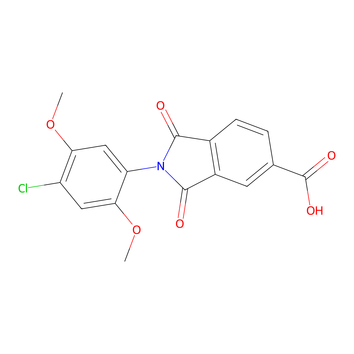 2-(4-chloro-2,5-dimethoxyphenyl)-1,3-dioxo-2,3-dihydro-1H-isoindole-5-carboxylic acid molecular structure, CAS 313260-41-2