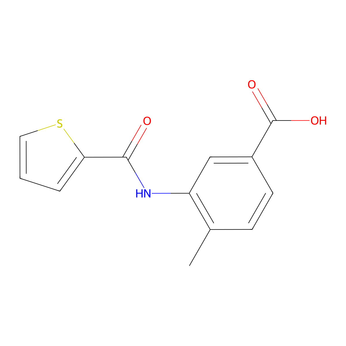 4-Methyl-3-[(thiophen-2-ylcarbonyl)amino]benzoic acid molecular structure, CAS 313260-44-5