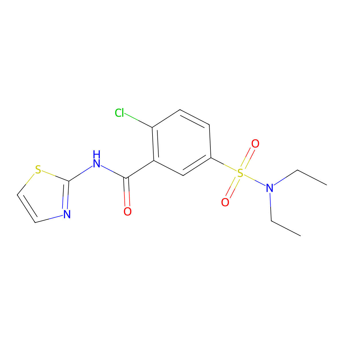 2-chloro-5-(diethylsulfamoyl)-N-(1,3-thiazol-2-yl)benzamide molecular structure, CAS 313260-85-4