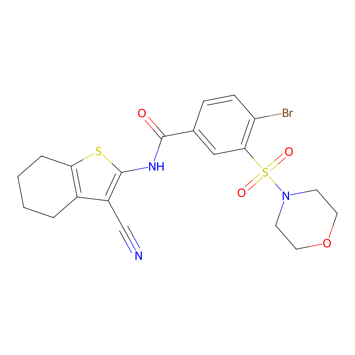 4-bromo-N-(3-cyano-4,5,6,7-tetrahydro-1-benzothiophen-2-yl)-3-morpholin-4-ylsulfonylbenzamide molecular structure, CAS 313260-91-2