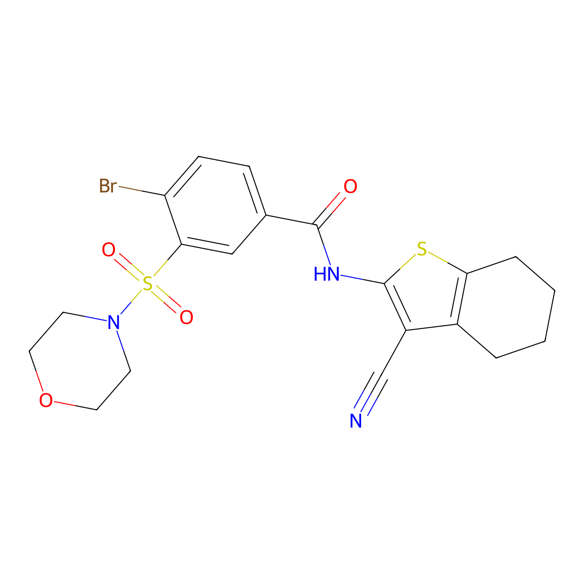 4-bromo-N-(3-cyano-4,5,6,7-tetrahydro-1-benzothiophen-2-yl)-3-morpholin-4-ylsulfonylbenzamide molecular structure, CAS 313260-91-2