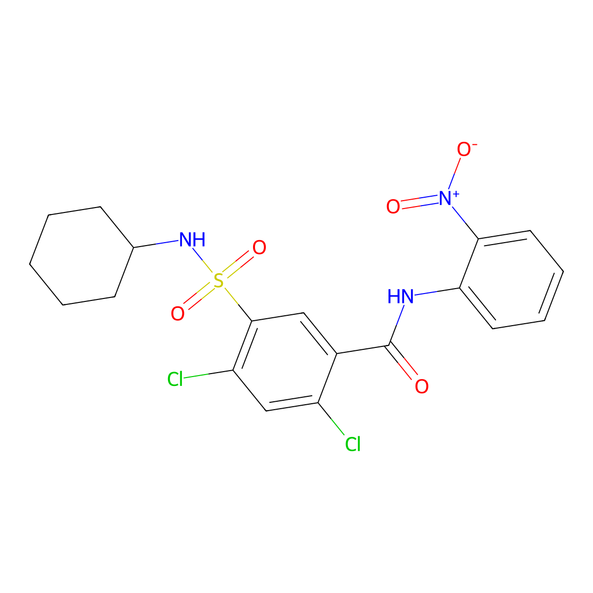 2,4-dichloro-5-(cyclohexylsulfamoyl)-N-(2-nitrophenyl)benzamide molecular structure, CAS 313260-99-0