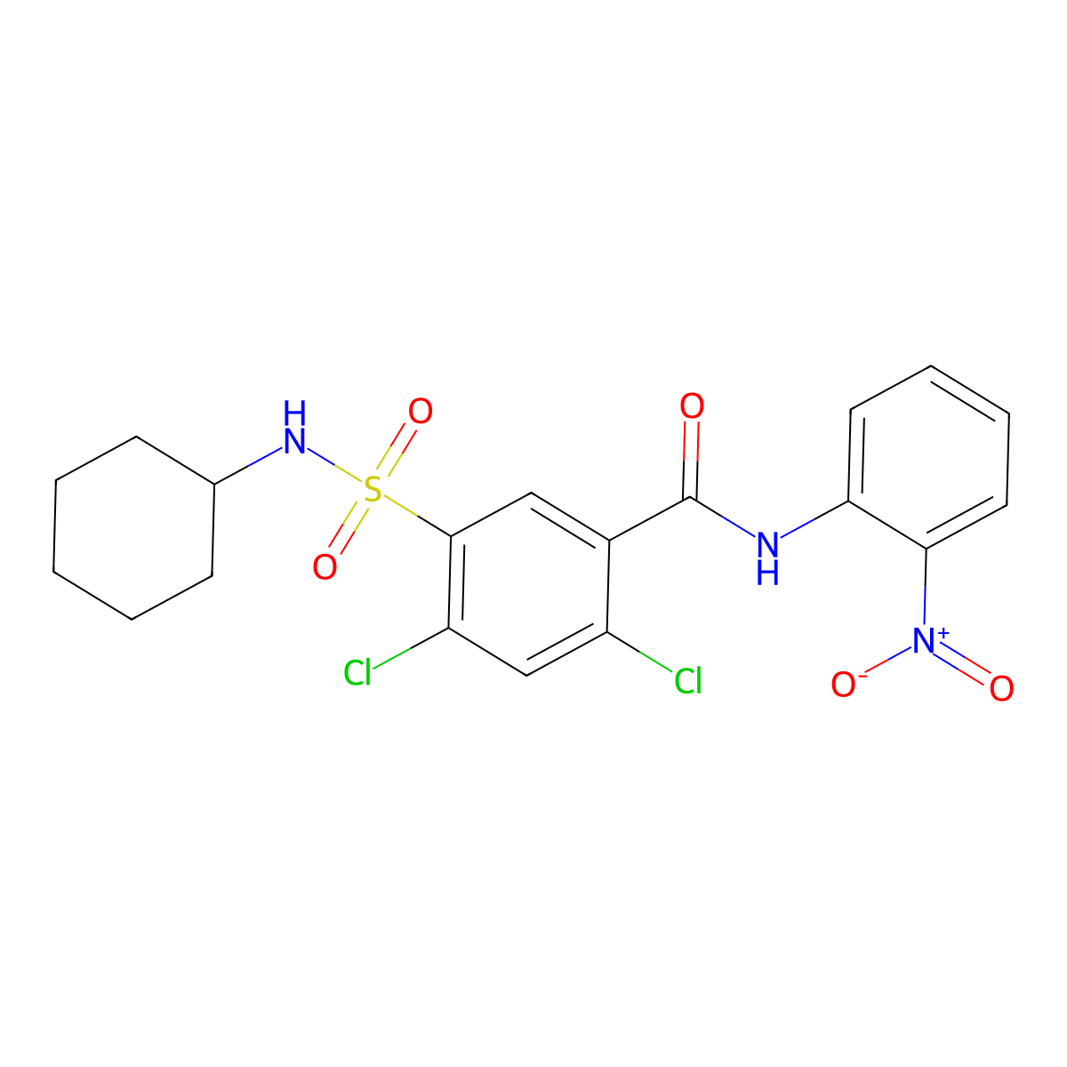2,4-dichloro-5-(cyclohexylsulfamoyl)-N-(2-nitrophenyl)benzamide molecular structure, CAS 313260-99-0